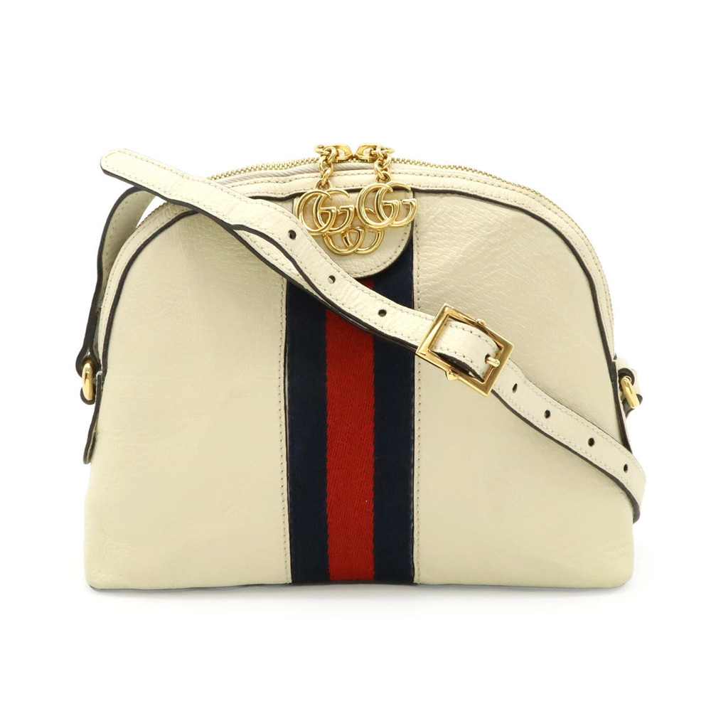 Gucci Ophidia Sherry Crossbody Bag Leather Ivory White Navy Blue Red